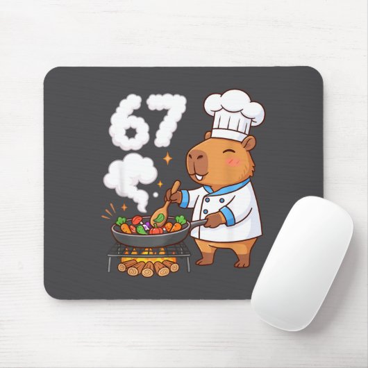 Capybara Chef 67 Six Seven Funny Brain Rot Meme Gr Mousepad (Mit Mouse)