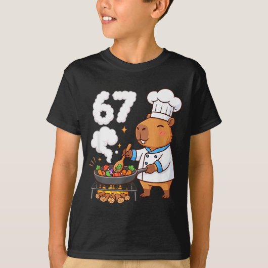 Capybara Chef 67 Six Seven Funny Brain Rot Meme Gr T-Shirt (Vorderseite)