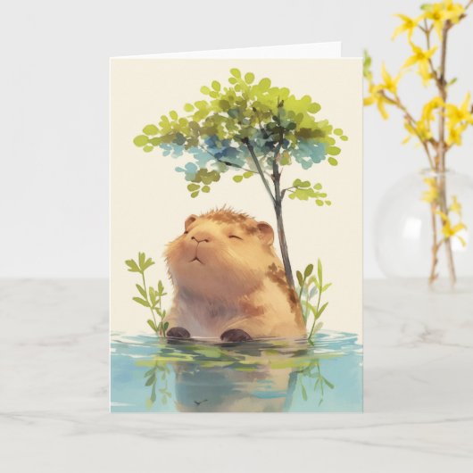 Capybara Chill Dip Karte (Gelbe Blume)