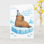 Capybara Chill Geburtstagsgruß Karte (Gelbe Blume)