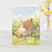 Capybara Chill Karte (Gelbe Blume)