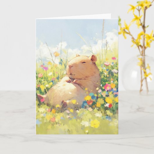Capybara Chill Karte (Gelbe Blume)