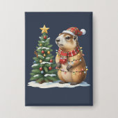 Capybara Christmas Cappy Animal Lover Xmas Button (Vorderseite)