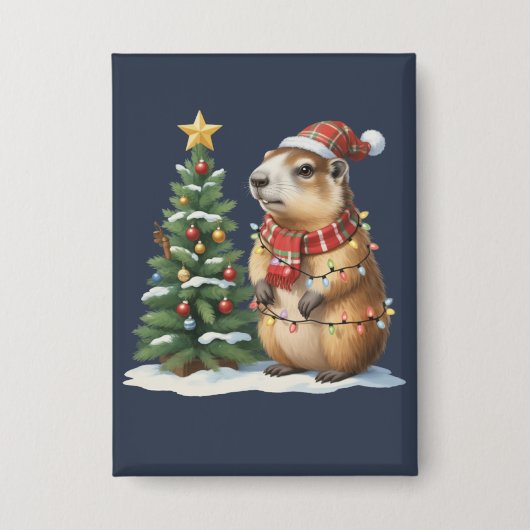 Capybara Christmas Cappy Animal Lover Xmas Button (Vorderseite)