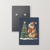 Capybara Christmas Cappy Animal Lover Xmas Button (Vorderseite/Rückseite)