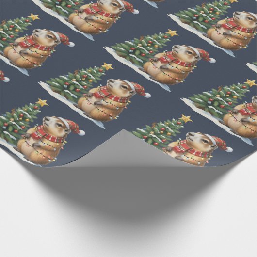Capybara Christmas Cappy Animal Lover Xmas Geschenkpapier (Ecke)