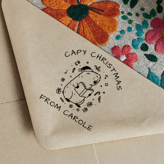 Capybara Christmas Carol Rubber Briefmarke Funny G Permastempel