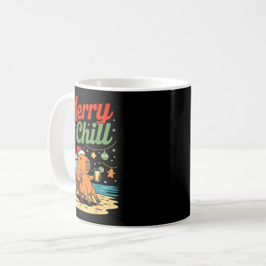 Capybara Christmas Holiday Beach Vibes Merry And C Kaffeetasse (Vorderseite Links)