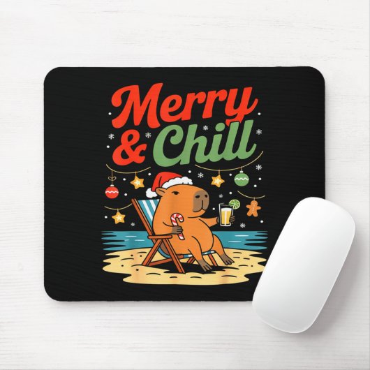 Capybara Christmas Holiday Beach Vibes Merry And C Mousepad (Mit Mouse)