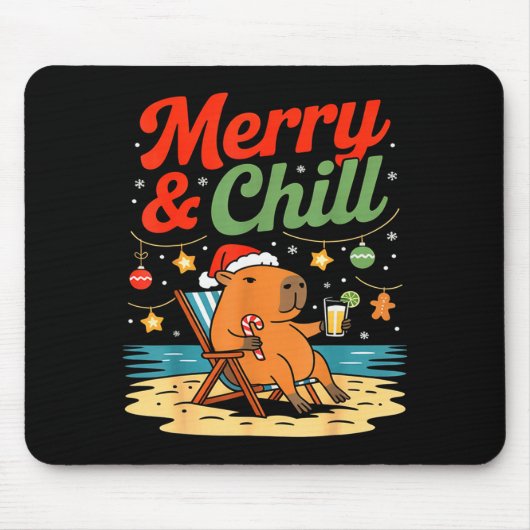 Capybara Christmas Holiday Beach Vibes Merry And C Mousepad (Vorne)