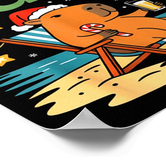 Capybara Christmas Holiday Beach Vibes Merry And C Poster (Ecke)