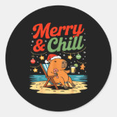 Capybara Christmas Holiday Beach Vibes Merry And C Runder Aufkleber (Vorderseite)