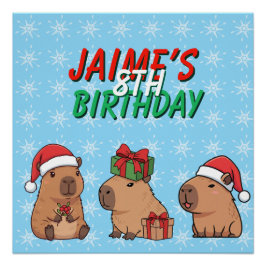 Capybara Christmas Holiday Birthday Poster