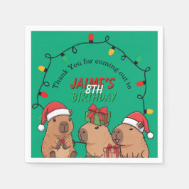 Capybara Christmas Lights Birthday Party Serviette