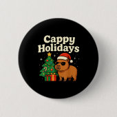 Capybara Christmas Shirt, Funny Capy Holidays Button (Vorderseite)