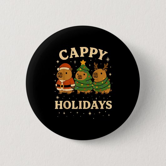 Capybara Christmas Shirt, Funny Capy Holidays Button (Vorderseite)