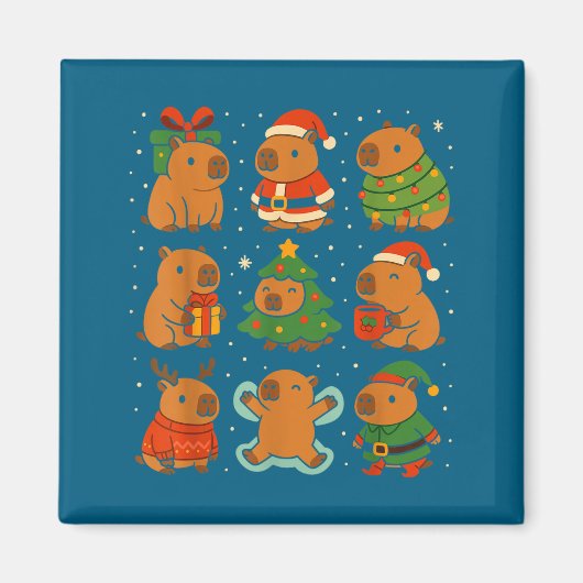 Capybara Christmas Shirt, Funny Capy Holidays  Magnet (Vorne)