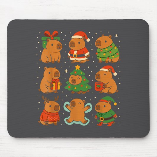 Capybara Christmas Shirt, Funny Capy Holidays Mousepad (Vorne)