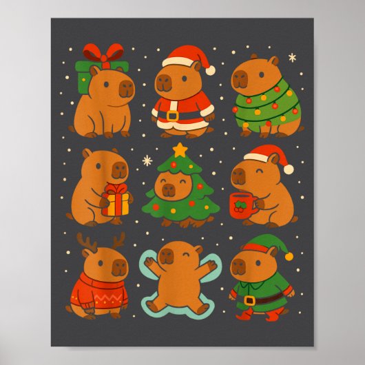 Capybara Christmas Shirt, Funny Capy Holidays  Poster (Vorne)