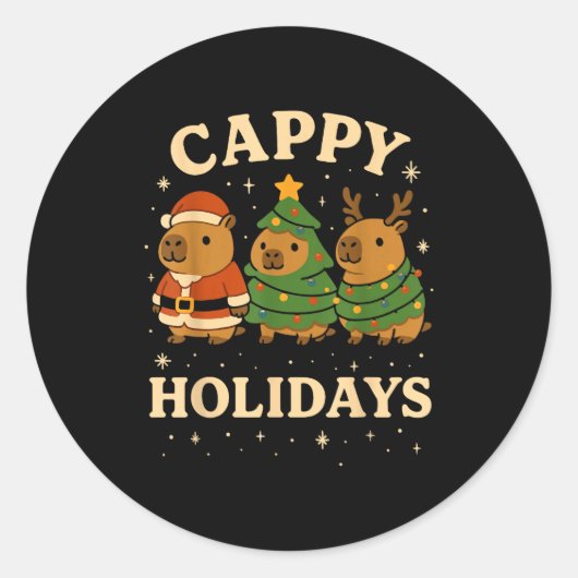 Capybara Christmas Shirt, Funny Capy Holidays Runder Aufkleber (Vorderseite)