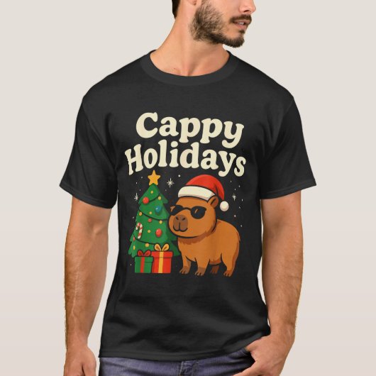 Capybara Christmas Shirt, Funny Capy Holidays T-Shirt (Vorderseite)