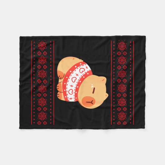 Capybara Christmas Sweater Fleecedecke (Vorderseite (Horizontal))