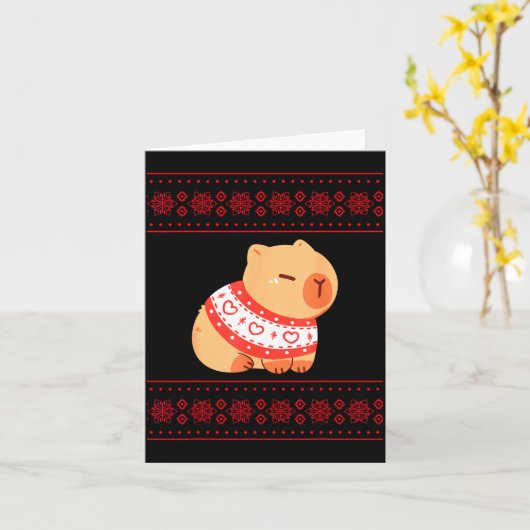 Capybara Christmas Sweater  Karte (Gelbe Blume)
