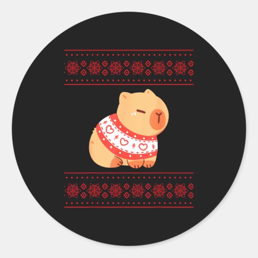Capybara Christmas Sweater  Runder Aufkleber (Vorderseite)