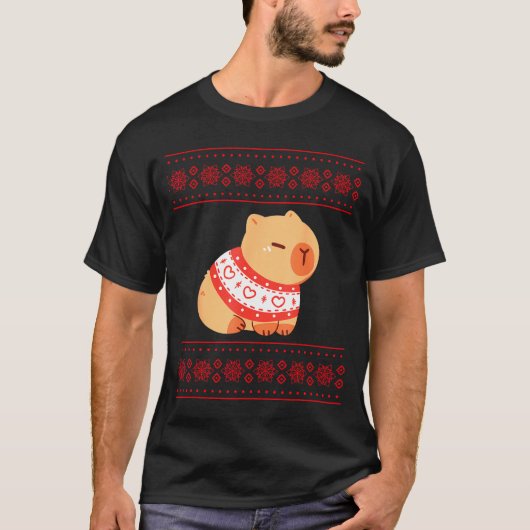 Capybara Christmas Sweater T-Shirt (Vorderseite)