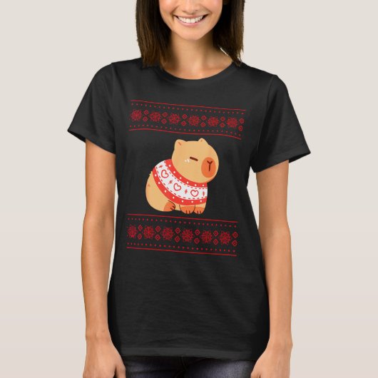 Capybara Christmas Sweater T-Shirt (Vorderseite)