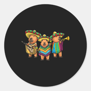 Capybara Cinco De Mayo Mexiko-Band Musiker Kinder Runder Aufkleber