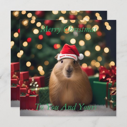 "Capybara Claus: Ein festliches Bokeh-Wunderland" (Vorne/Hinten)