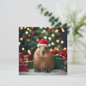 "Capybara Claus: Ein festliches Bokeh-Wunderland" (Stehend Vorderseite)