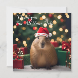 "Capybara Claus: Ein festliches Bokeh-Wunderland" Dankeskarte