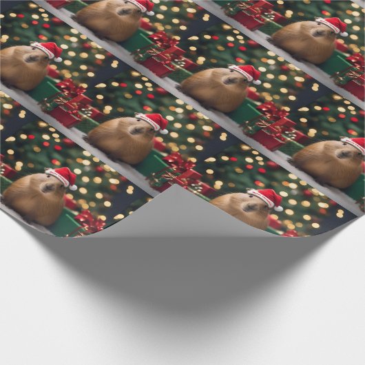 "Capybara Claus: Ein festliches Bokeh-Wunderland" Geschenkpapier (Ecke)