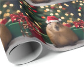 "Capybara Claus: Ein festliches Bokeh-Wunderland" Geschenkpapier (Rolleneckpunkt)