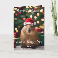 "Capybara Claus: Ein festliches Bokeh-Wunderland"