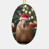"Capybara Claus: Ein festliches Bokeh-Wunderland" Keramik Ornament (Links)
