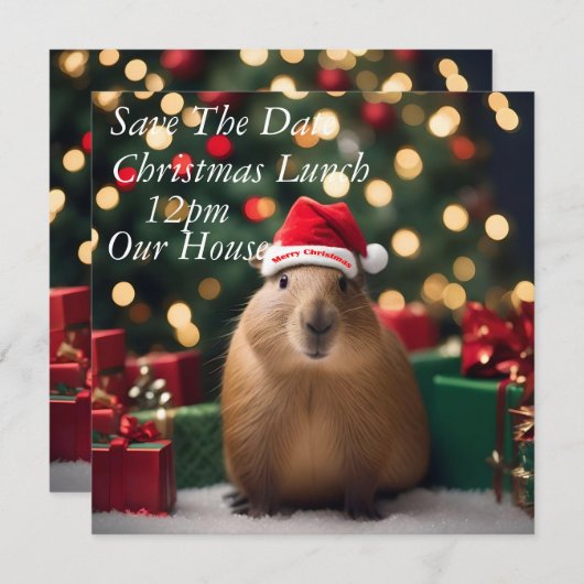 "Capybara Claus: Ein festliches Bokeh-Wunderland" Save The Date (Vorne/Hinten)