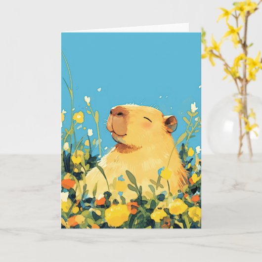 Capybara Comfort Karte (Gelbe Blume)