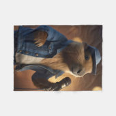 "Capybara Cowboy: Serenading the Wild West" Fleecedecke (Vorderseite (Horizontal))