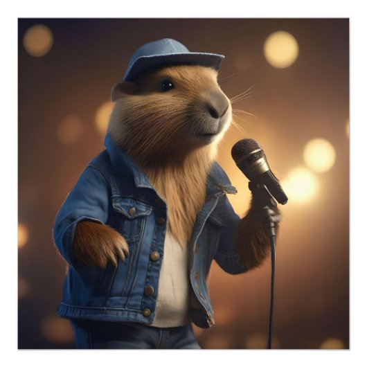"Capybara Cowboy: Serenading the Wild West" Fotodruck (Vorne)