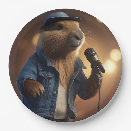 "Capybara Cowboy: Serenading the Wild West" Pappteller (Vorderseite)