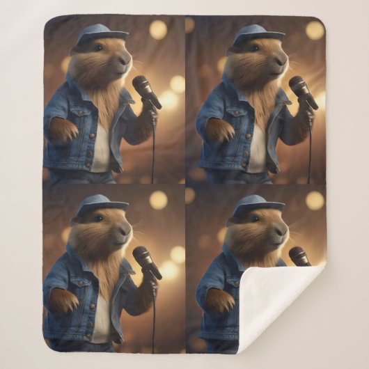 "Capybara Cowboy: Serenading the Wild West" Sherpadecke (Vorderseite)