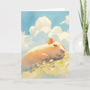Capybara Cuddles im Gras Karte