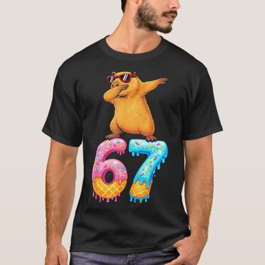 Capybara Dabbing 67 Ice Cream Drip 67 Birthday Boy T-Shirt (Vorderseite)
