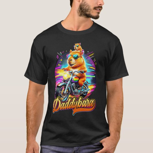 Capybara Daddy Riding Motorrad Funny Capybara Vate T-Shirt (Vorderseite)