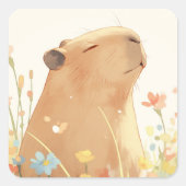 Capybara Daydreaming Quadratischer Aufkleber (Vorderseite)