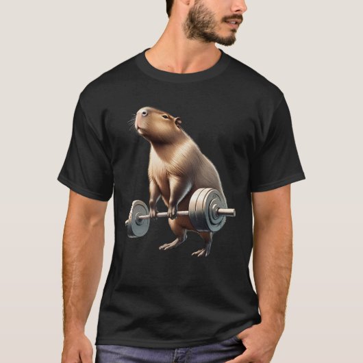 Capybara Deadlift Weightlift Funny Fitness T-Shirt (Vorderseite)