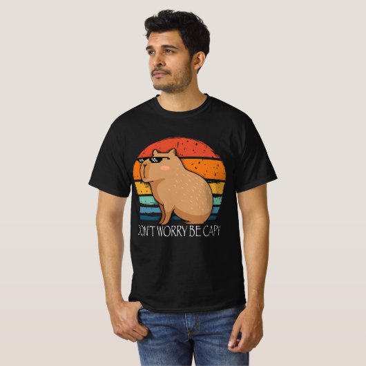 Capybara Dont Worry Be Capy Funny Rodent T-Shirt (Vorne ganz)